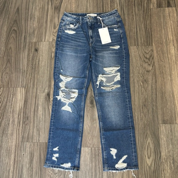 FLYING MONKEY Super High Rise Straight Crop Jeans - Picture 3 of 5